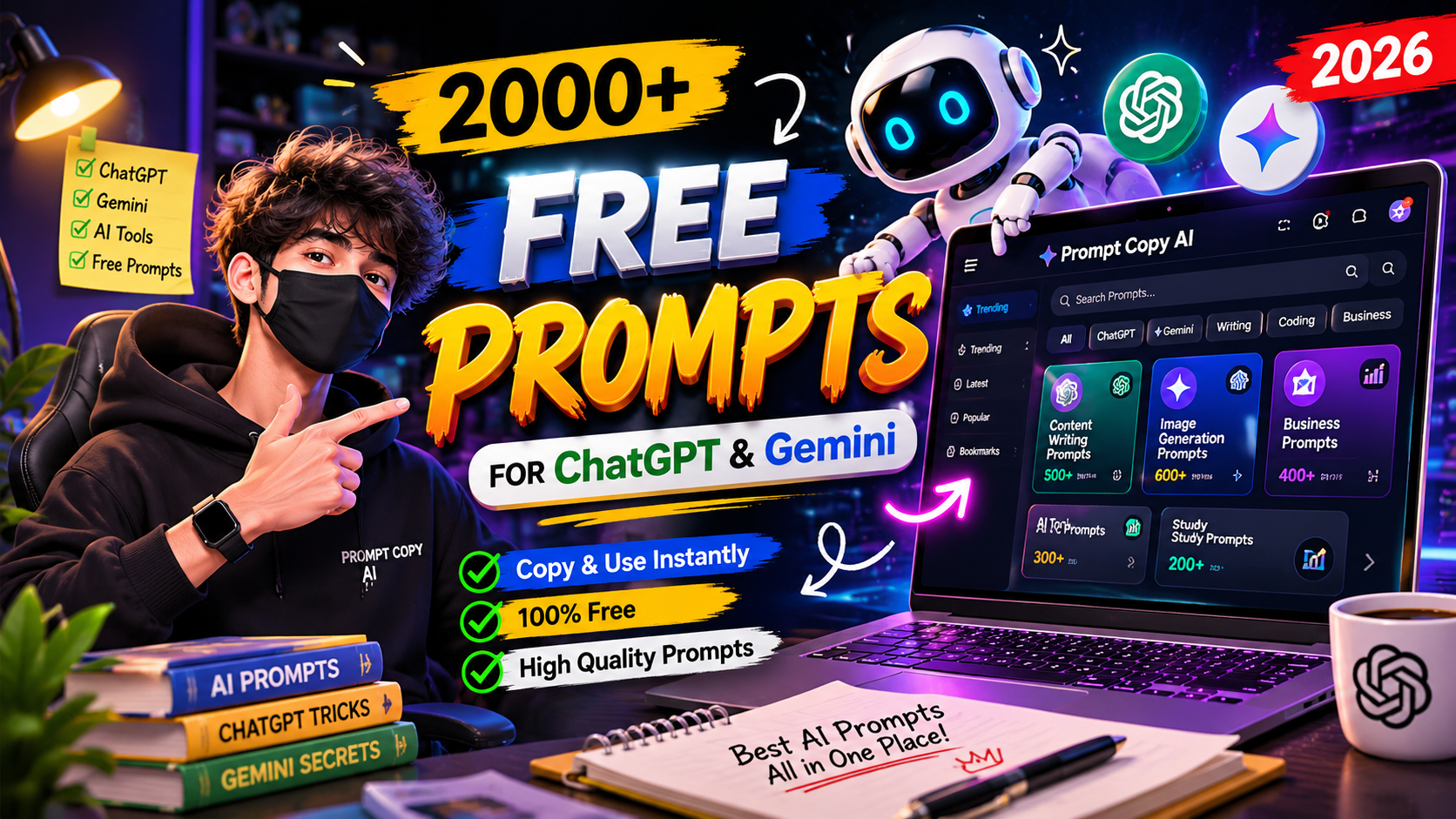 Prompt Copy AI 🔥 2000+ Free ChatGPT & Gemini Prompts