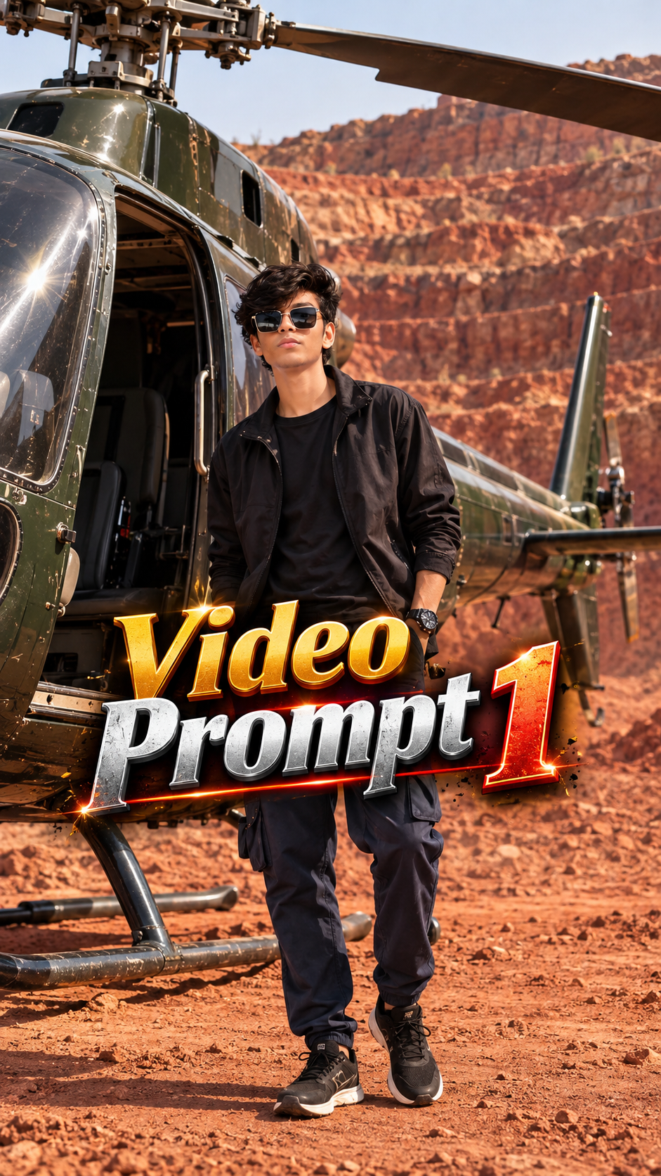 How to Create Trending Helicopter Action AI Video prompt
