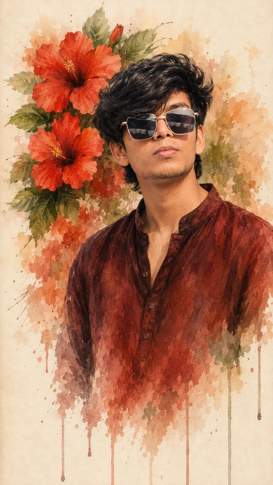 Watercolor Floral Portrait