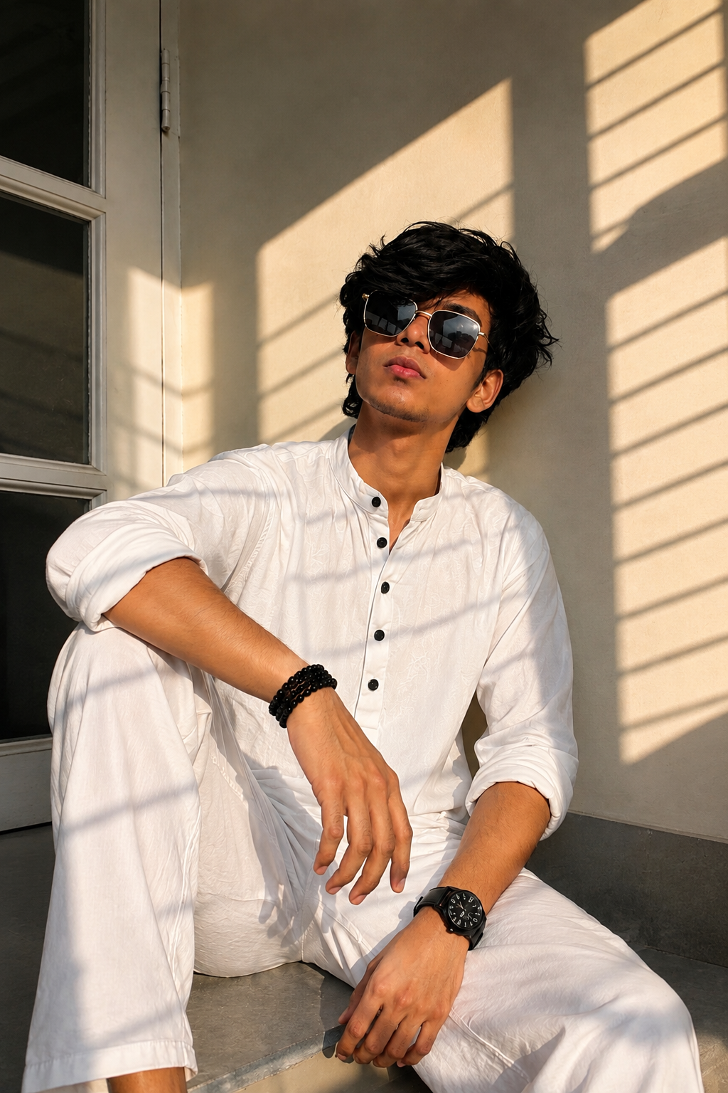 White Kurta Aesthetic 🤍 | Golden Hour Sunlight | Cinematic AI Photography PART 2