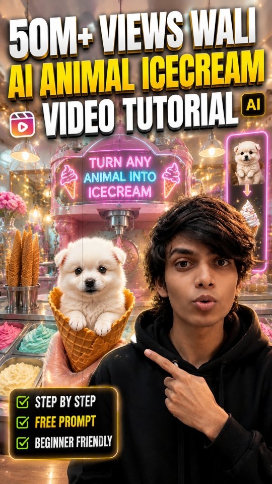 AI Animal Ice Cream Video Prompt